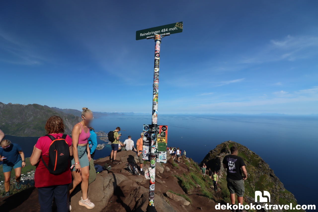 Reinebringen山頂の標識