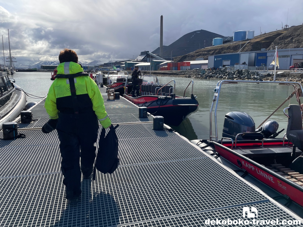 完全装備してRIBボートへ乗り込む