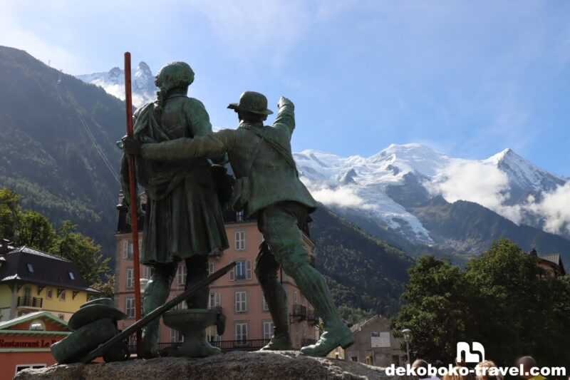 ソシュールとバルマ像から臨むモンブラン