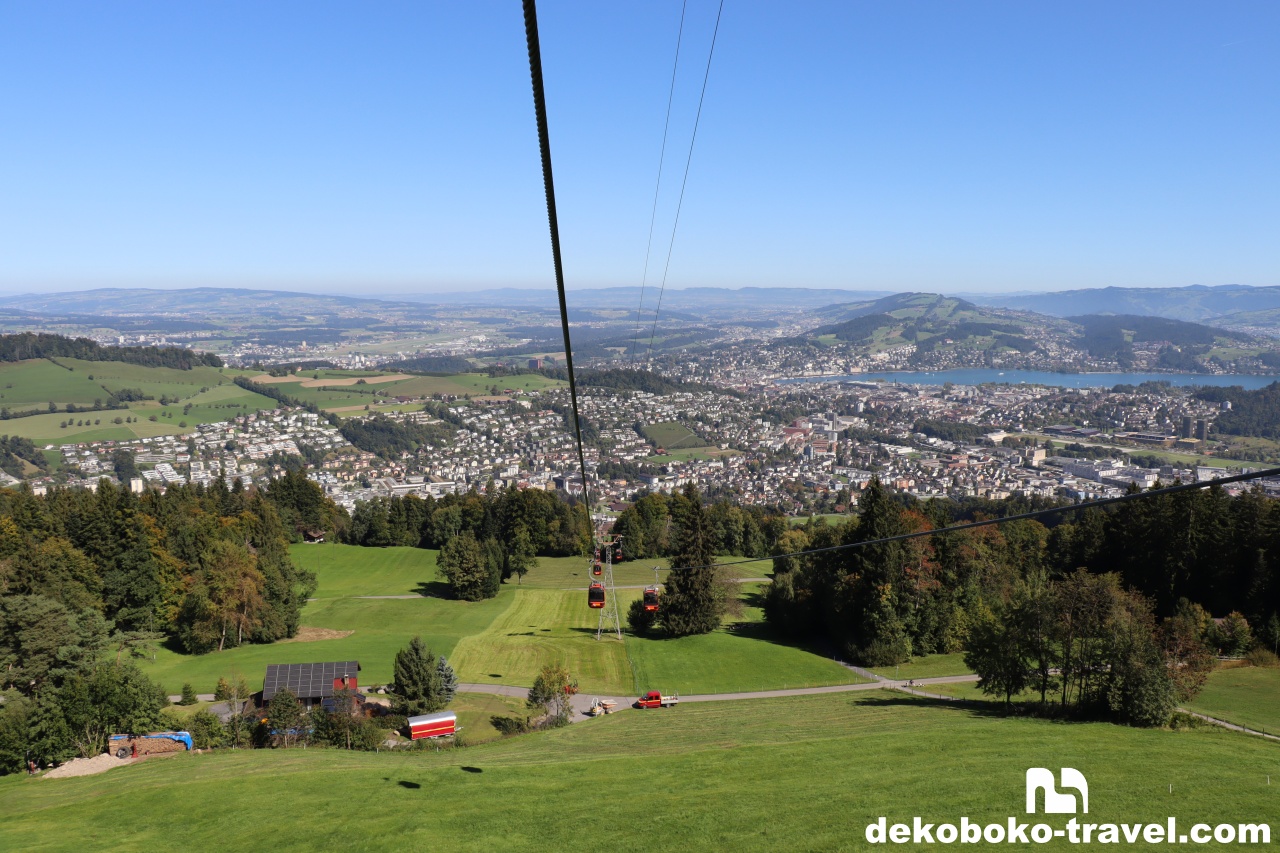 ルツェルン市街とフィーアヴァルトシュテッテ湖が見える